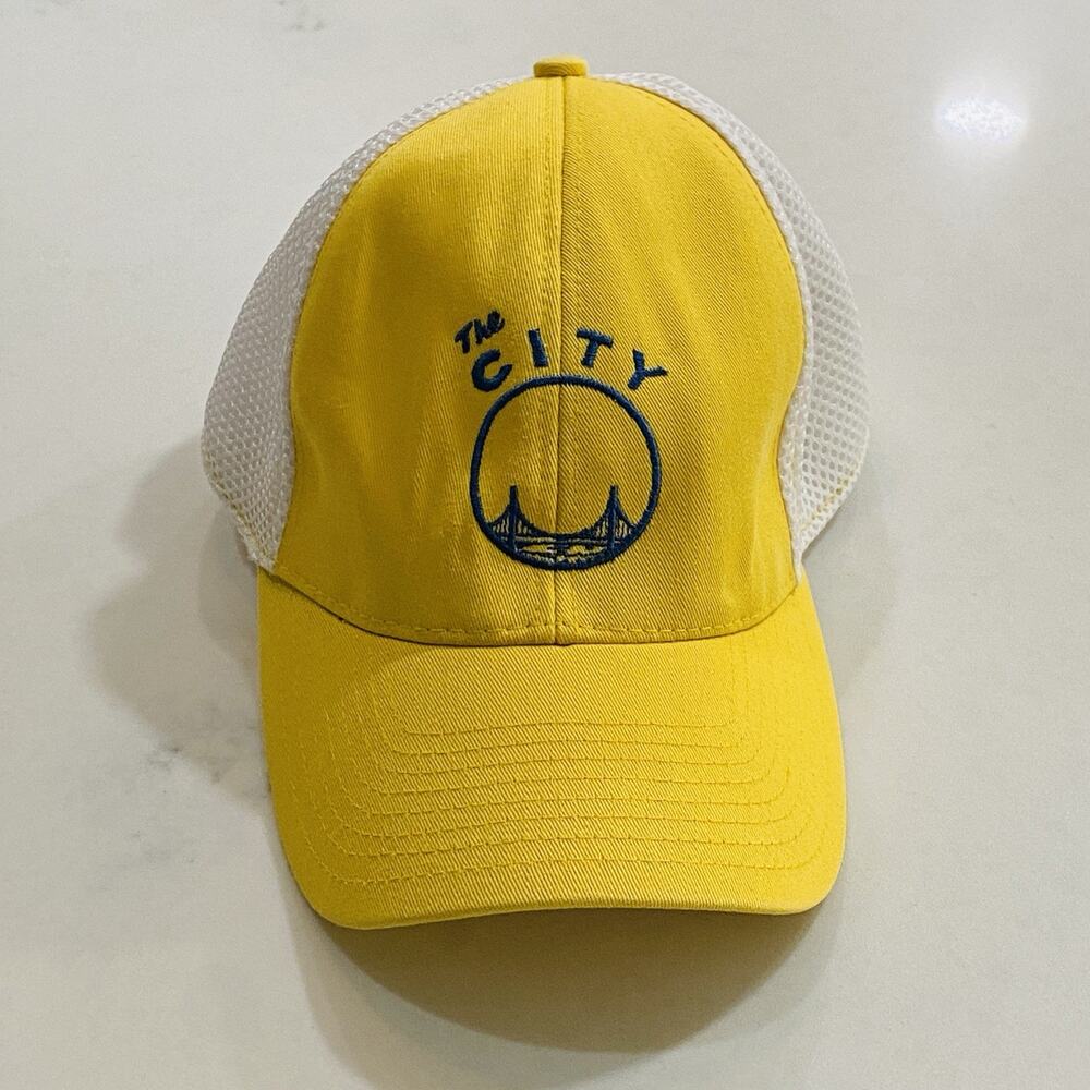 Golden State Warriors THE CITY Fitted Cap Hat Yellow White NBA One Site Fits All